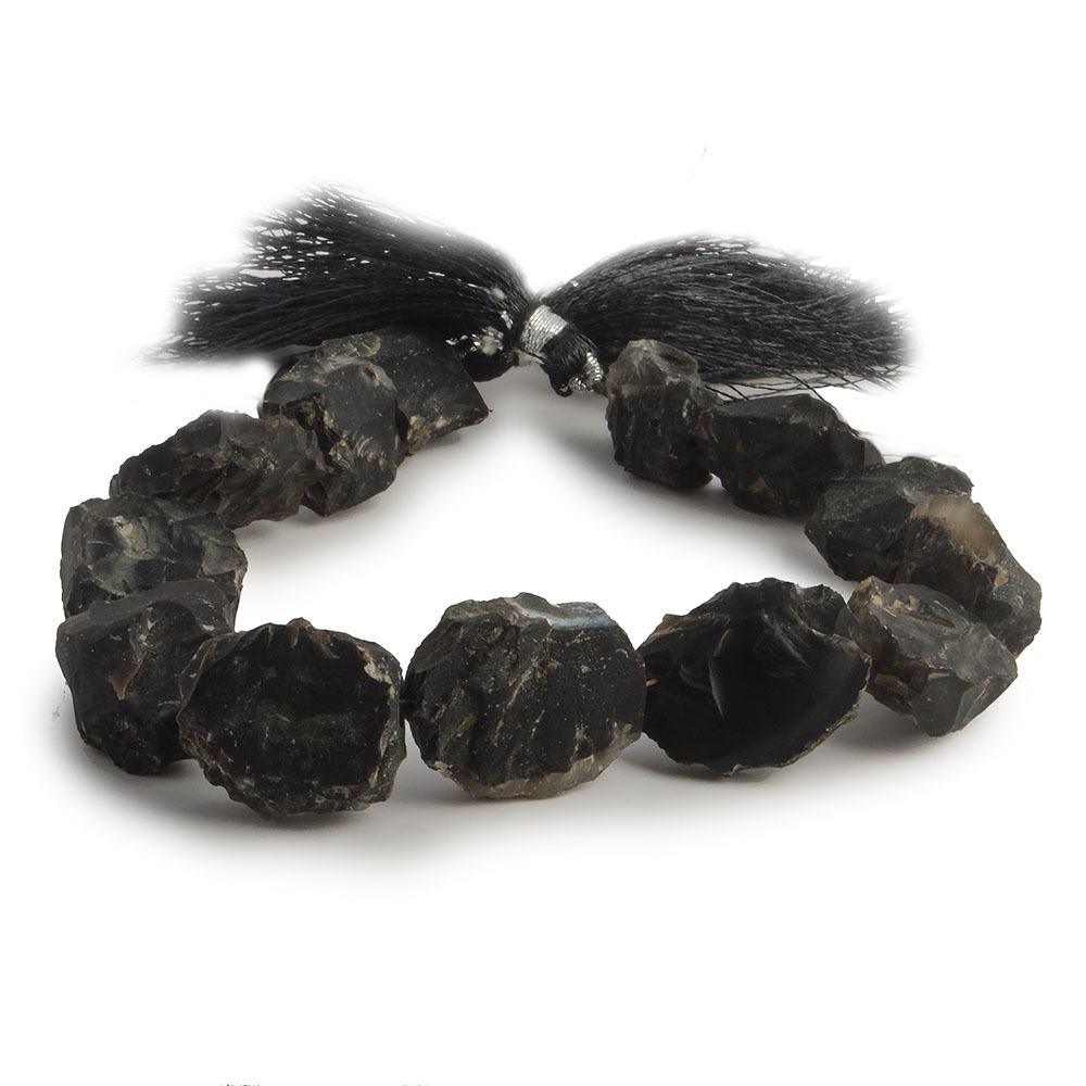 14x9-18x15mm Black Agate Hammer Faceted Oval Beads 8 inch 13 piece - The Bead Traders