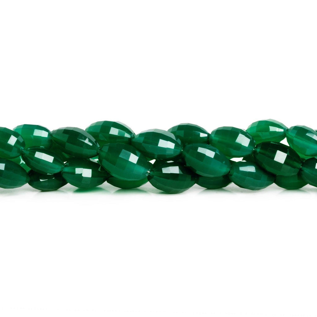 14x9mm Green Onyx Checkerboard Faceted Ovals 7.5 inch 15 beads - The Bead Traders
