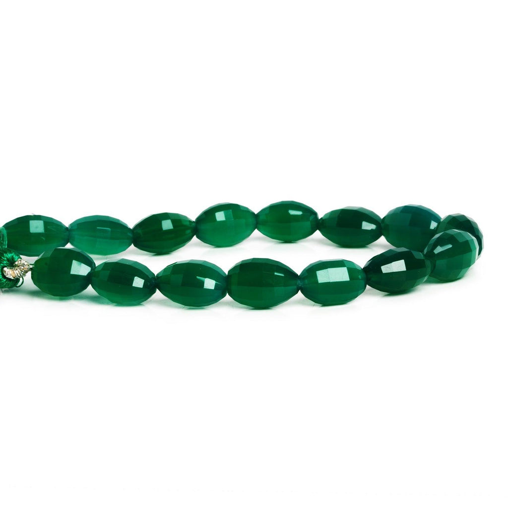 14x9mm Green Onyx Checkerboard Faceted Ovals 7.5 inch 15 beads - The Bead Traders