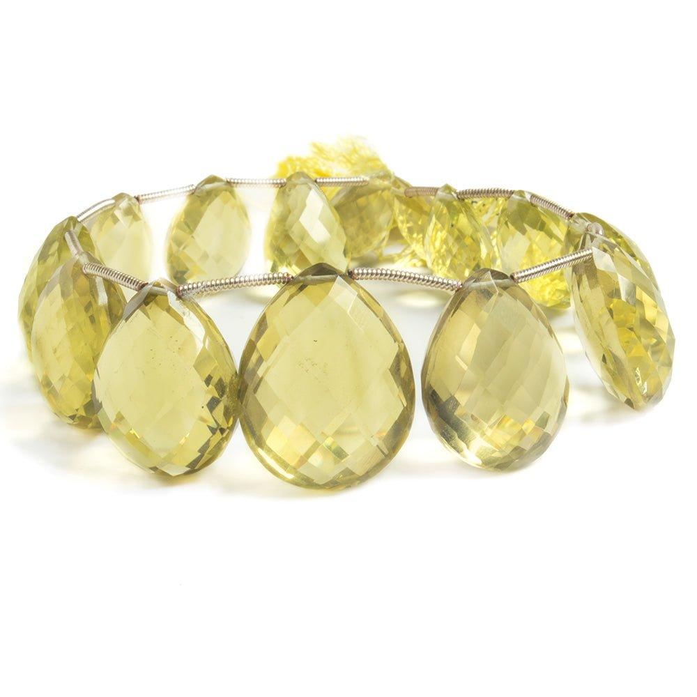 15-22mm Lemon Quartz Faceted Pear Briolette Beads 8 inch 14 pieces - The Bead Traders