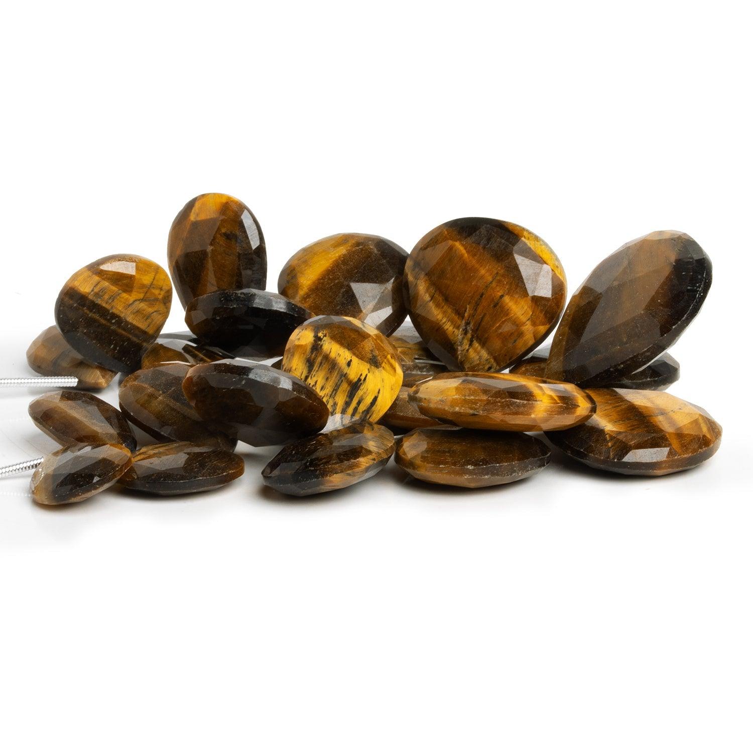 15-26mm Tiger's Eye Faceted Hearts 5.5 inch 23 beads - The Bead Traders