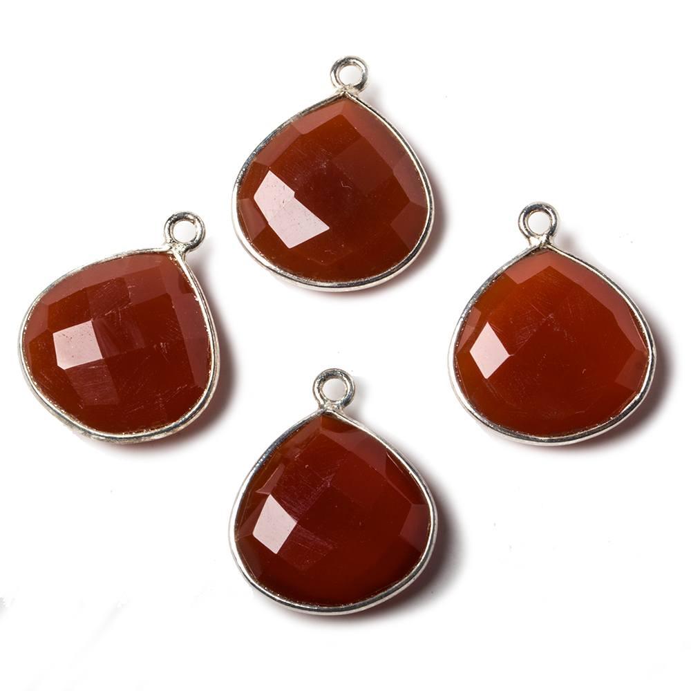 15mm Carnelian Heart .925 Silver Bezel Pendant 1 ring charm, 1 piece - The Bead Traders