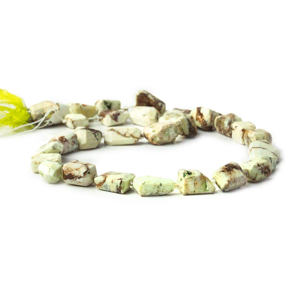 15mm Chryrsoprase & Matrix Faceted Nugget Beads, 14 inch - The Bead Traders