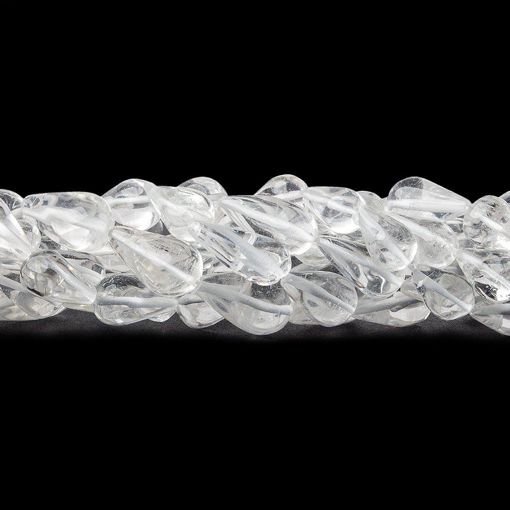 15mm Crystal Quartz Plain Straight Drilled Teardrop Beads, 15 inch - The Bead Traders