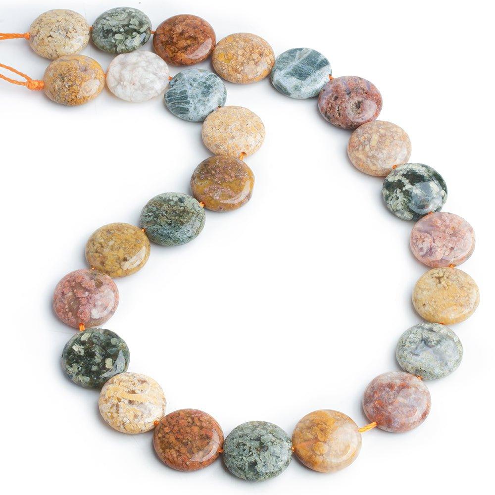 15mm Feather Agate Plain Coin Beads 14 inch 24 pieces - The Bead Traders