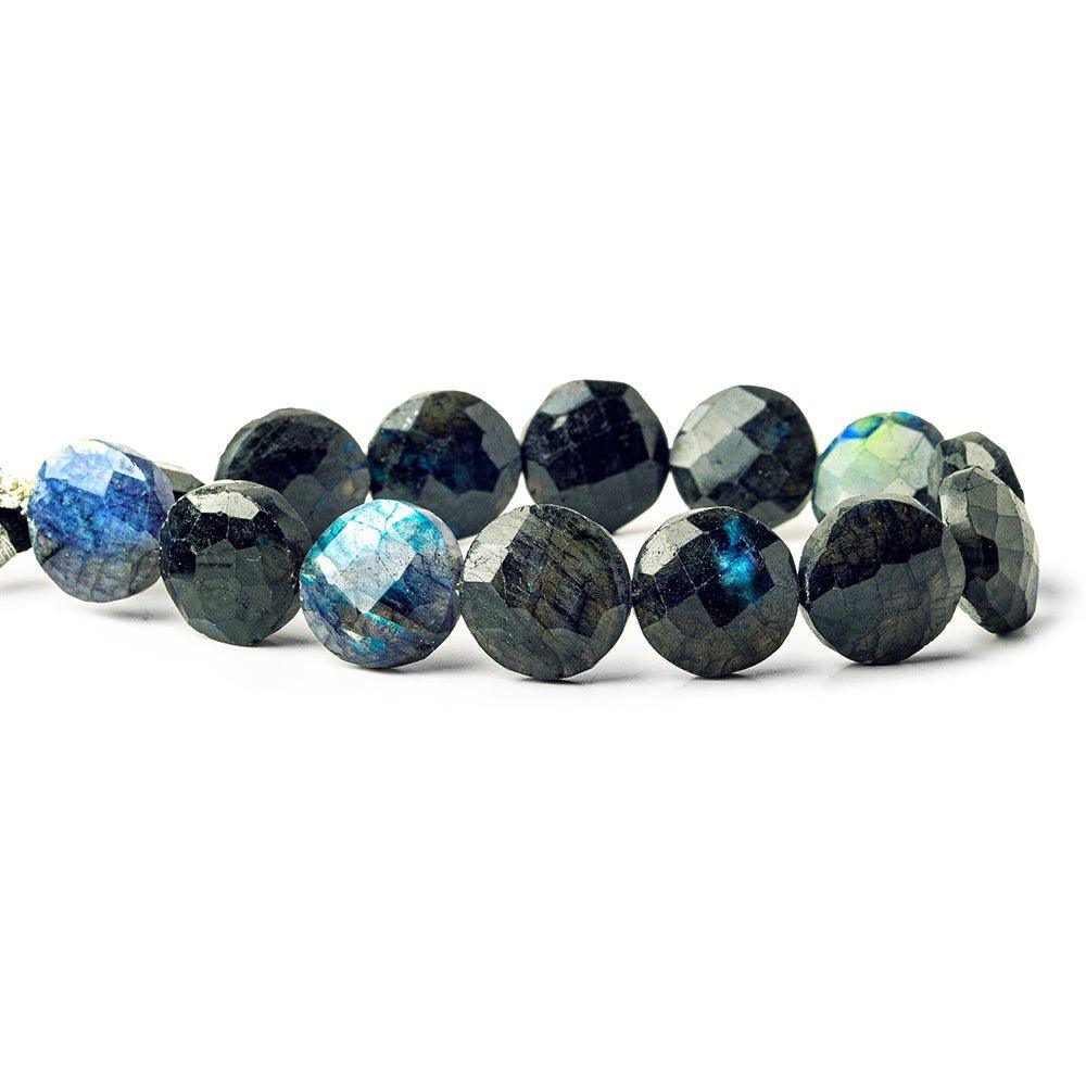 15mm Indigo Labradorite faceted coins 7.5 inch 13 beads - The Bead Traders