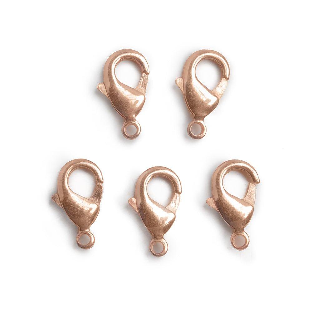 15mm Rose Gold plated Lobster Clasp Set of 5 - The Bead Traders