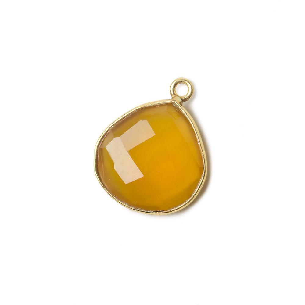 15mm Vermeil Bezel Butterscotch Yellow Chalcedony faceted heart Pendant 1 piece - The Bead Traders