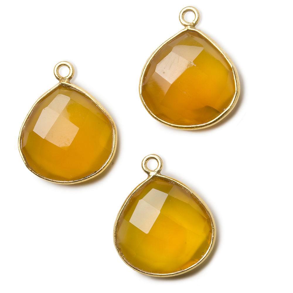 15mm Vermeil Bezel Butterscotch Yellow Chalcedony faceted heart Pendant 1 piece - The Bead Traders