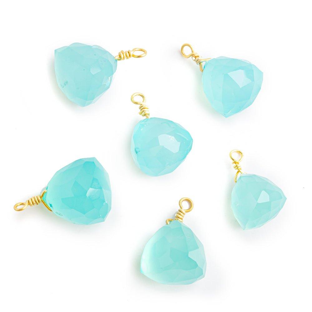 15x10mm-17x12mm Seafoam Blue Wire Wrapped Trillion Focal Pendant 1 Piece - The Bead Traders