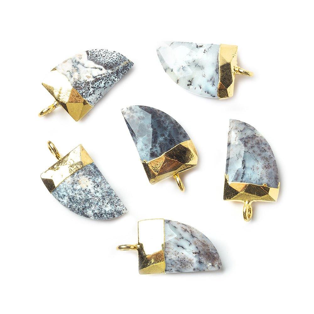 15x10mm Gold Leafed Dendritic Opal faceted horn focal Pendant 1 piece - The Bead Traders