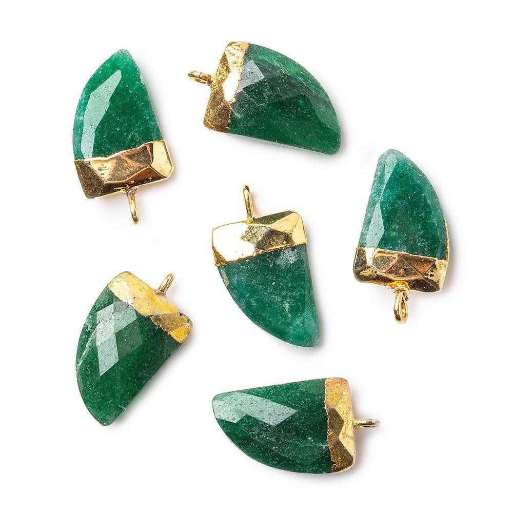 15x10mm Gold Leafed Green Aventurine faceted horn focal Pendant 1 piece - The Bead Traders