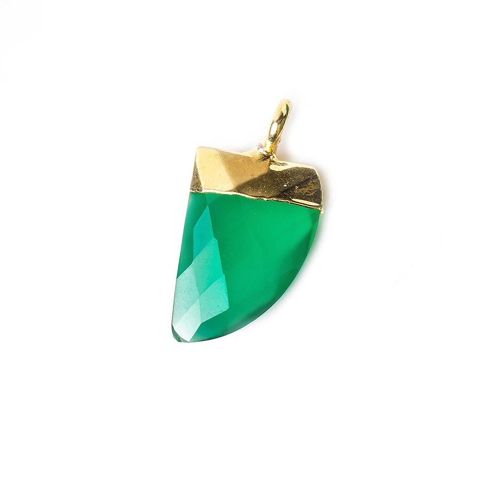 15x10mm Gold Leafed Green Onyx faceted horn focal Pendant 1 piece - The Bead Traders