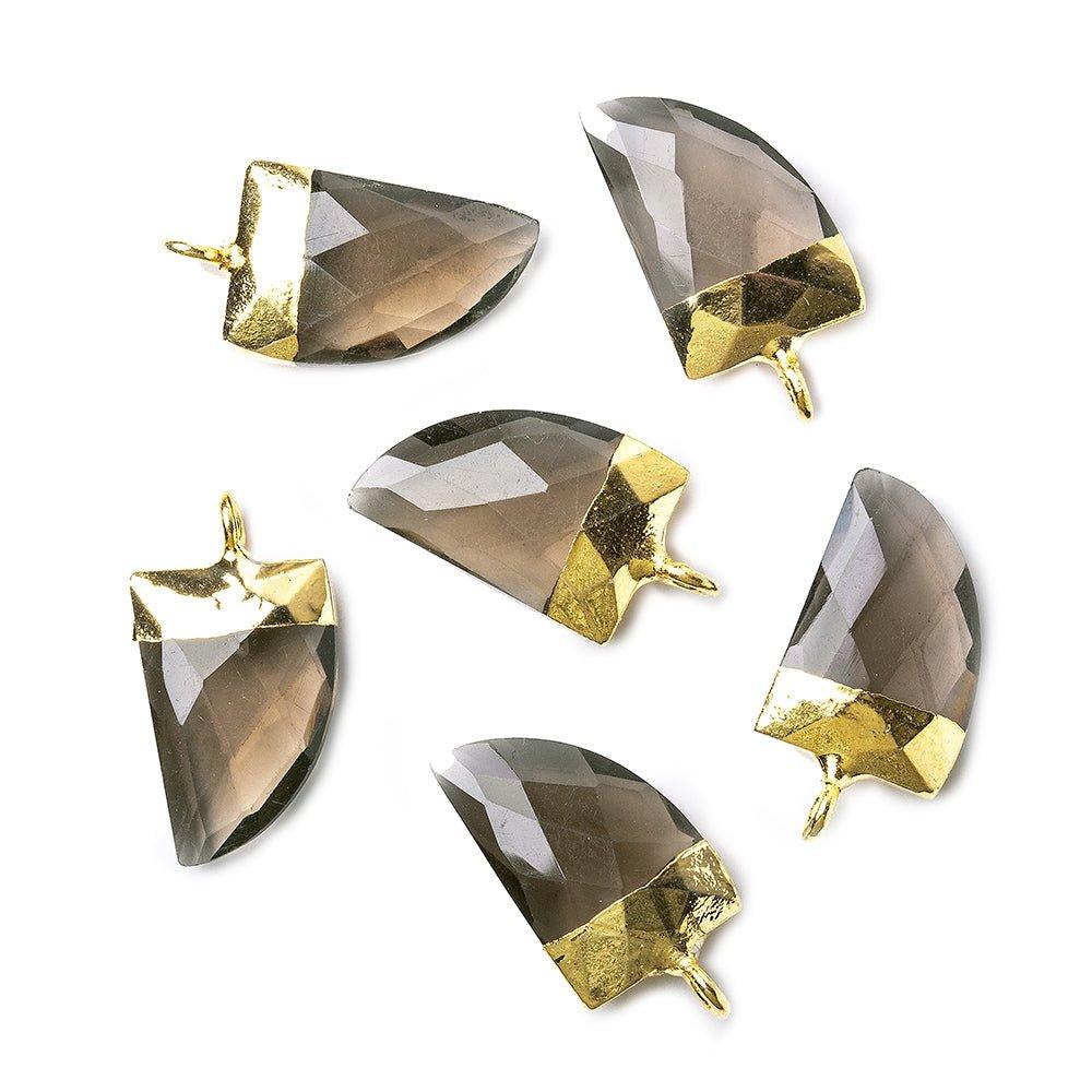 15x10mm Gold Leafed Smoky Quartz faceted horn focal Pendant 1 piece - The Bead Traders