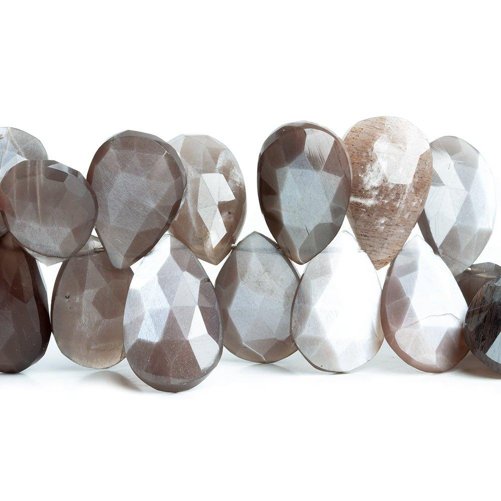 15x11mm-18x13mm Chocolate Moonstone Faceted Pear Beads 8 inch 37 pieces - The Bead Traders
