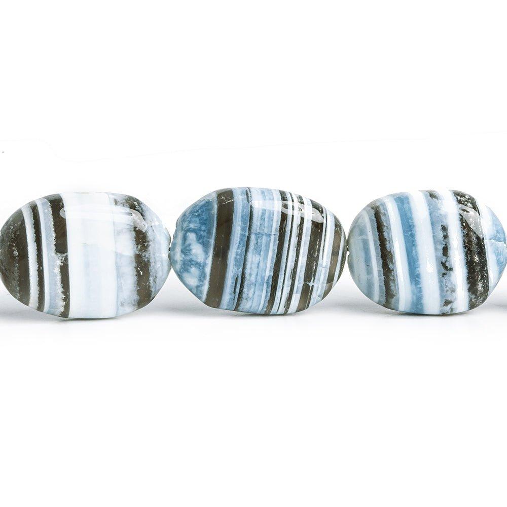 15x11mm-20x14mm Denim Blue Opal Plain Oval Beads 7 inch 10 pieces - The Bead Traders