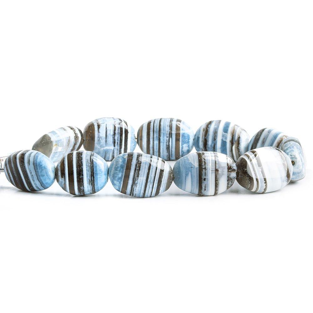 15x11mm-20x14mm Denim Blue Opal Plain Oval Beads 7 inch 10 pieces - The Bead Traders