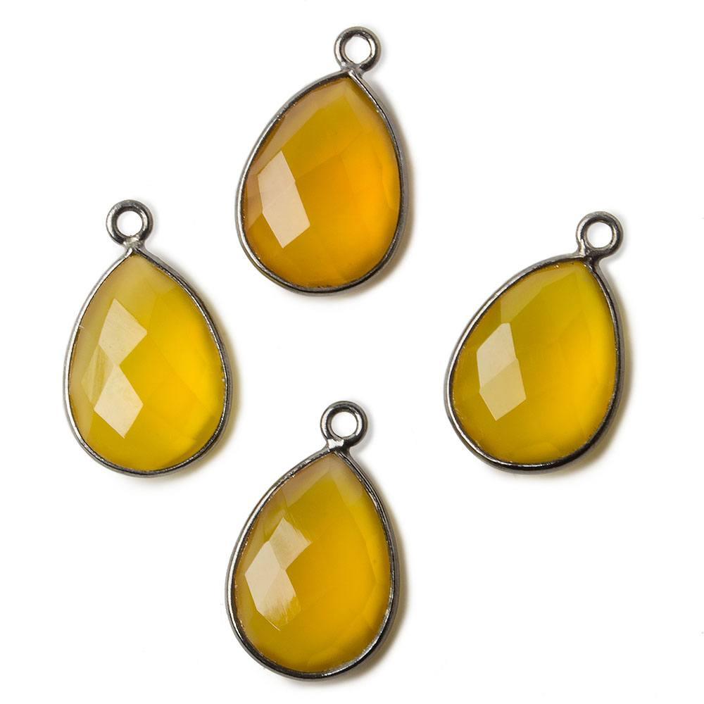 15x11mm Black Gold plated Silver Butterscotch Yellow Chalcedony faceted pear Pendant 1 piece - The Bead Traders