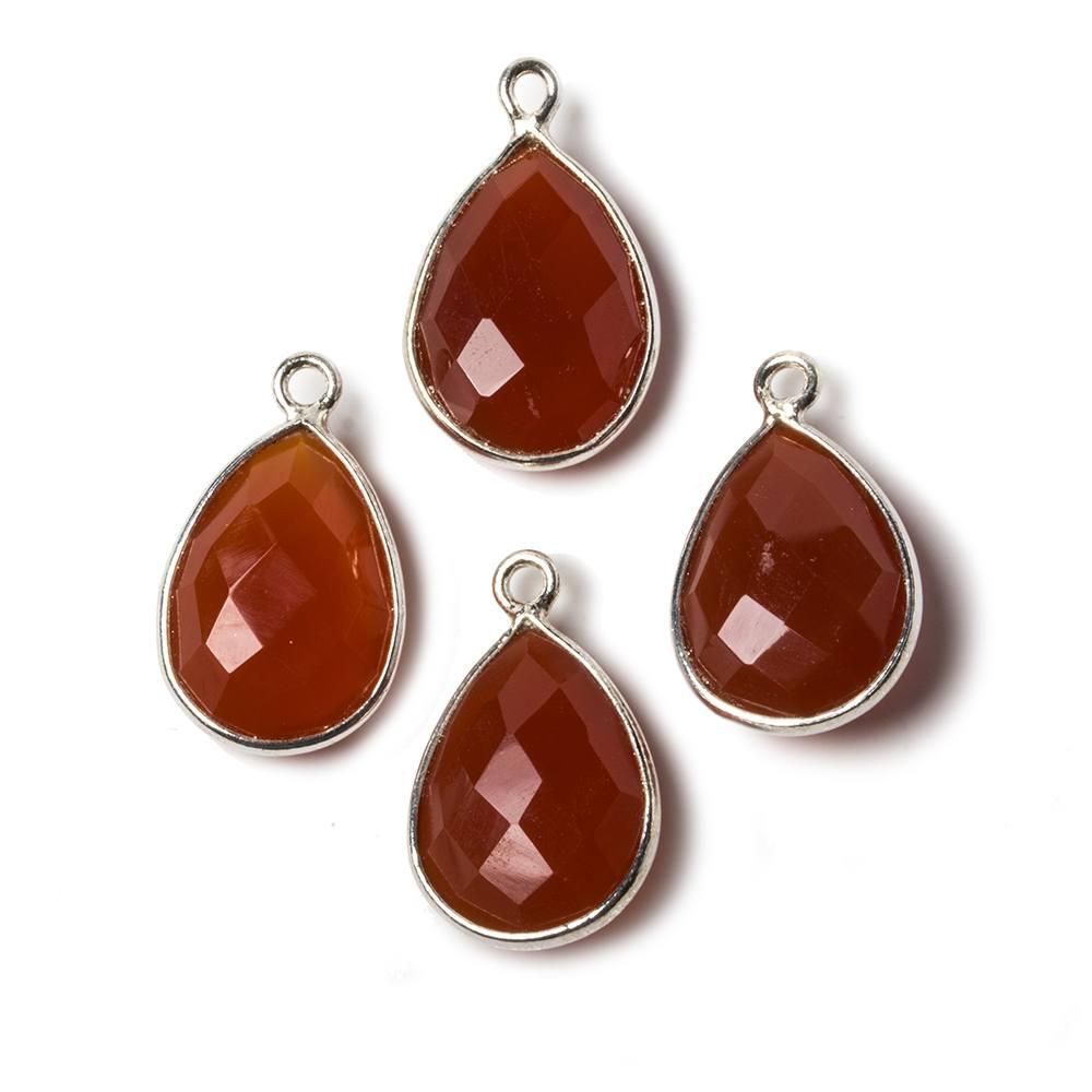 15x11mm Carnelian Pear .925 Silver Bezel Pendant 1 ring charm, 1 piece - The Bead Traders