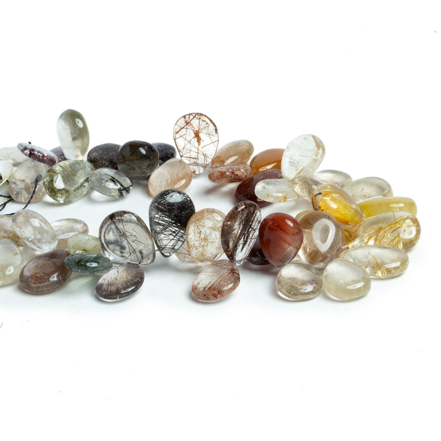 15x11mm Multicolor Rutilated Quartz Plain Pears 8 inch 45 beads - The Bead Traders