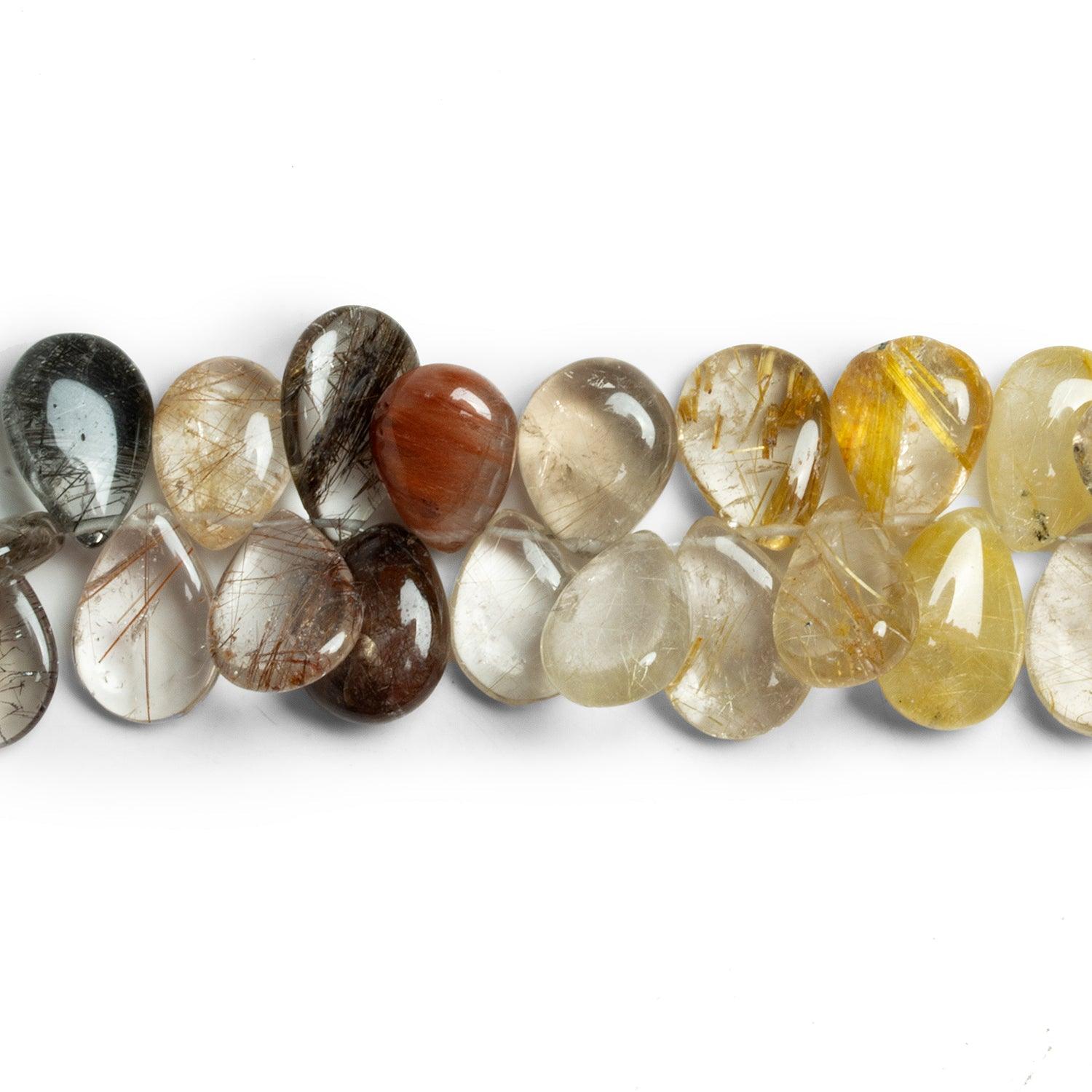 15x11mm Multicolor Rutilated Quartz Plain Pears 8 inch 45 beads - The Bead Traders