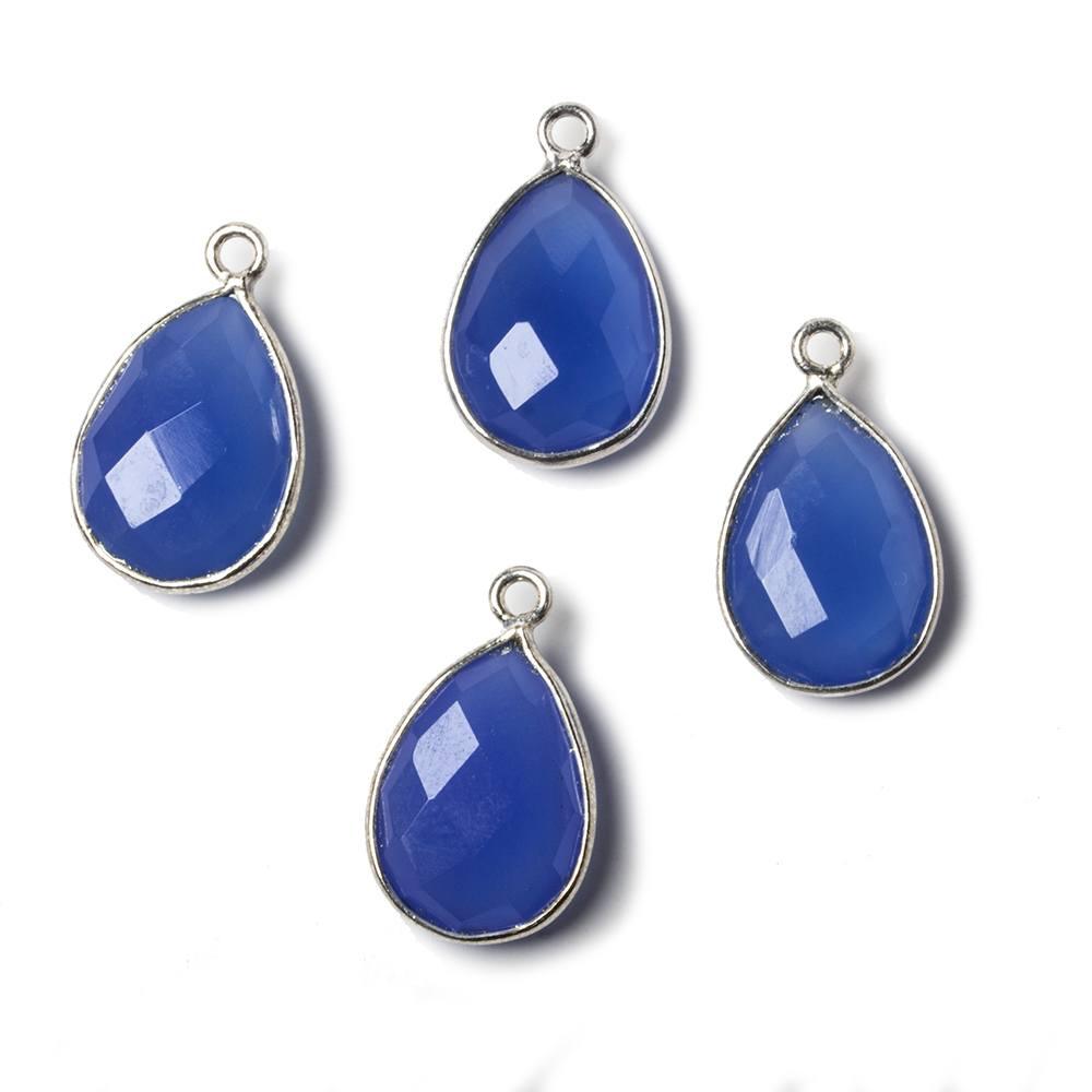 15x11mm Santorini Blue Chalcedony Pear .925 Silver Bezel Pendant 1 ring charm, 1 piece - The Bead Traders
