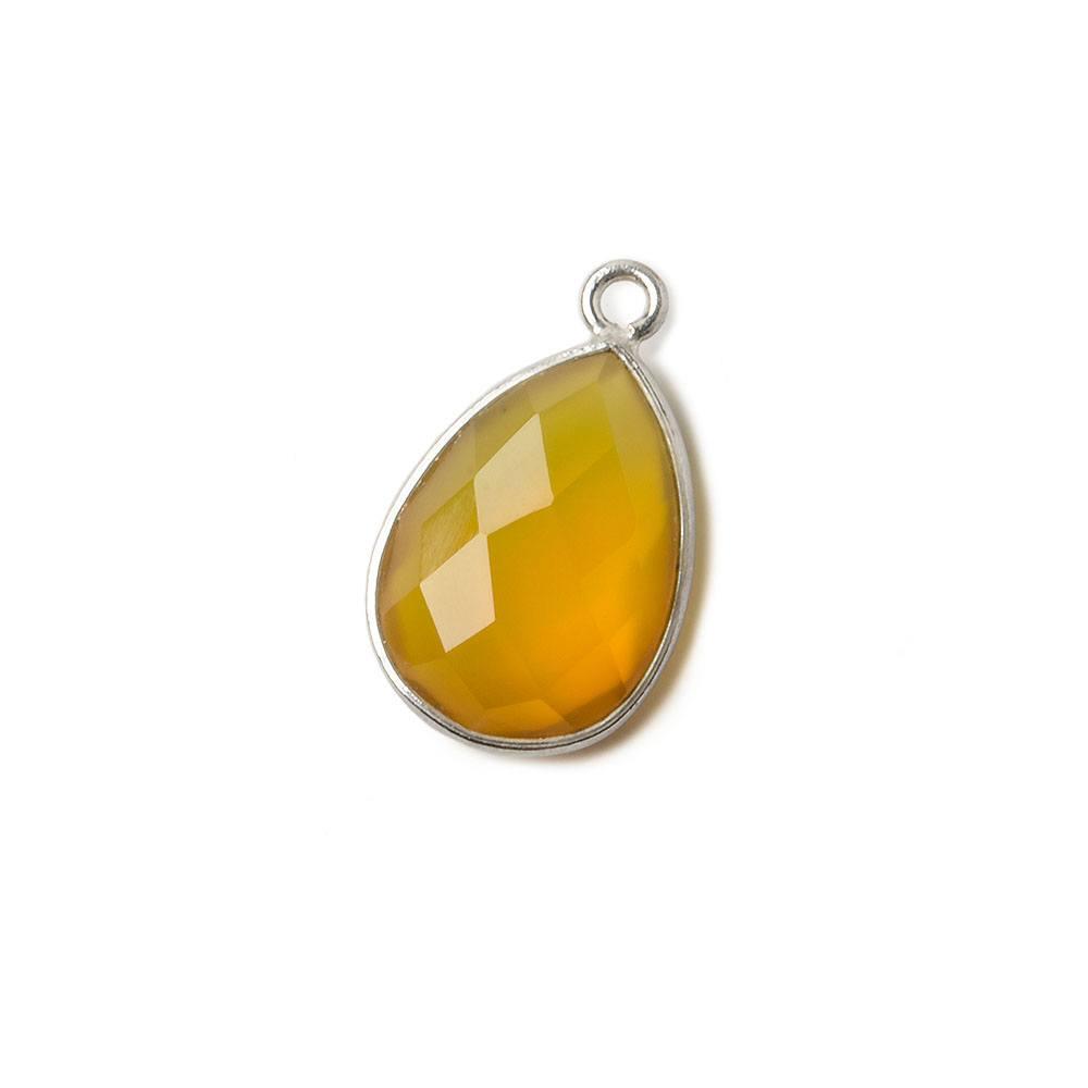 15x11mm Silver .925 Butterscotch Yellow Chalcedony faceted pear Pendant 1 piece - The Bead Traders