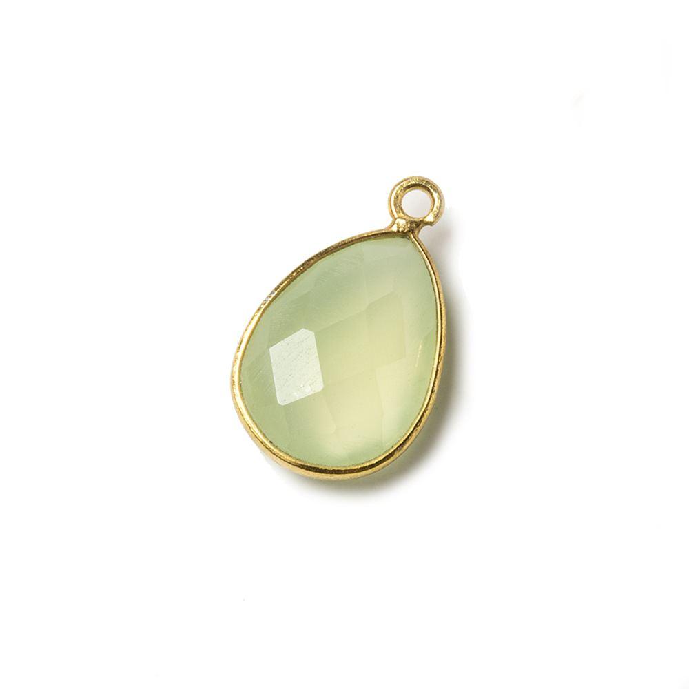 15x11mm Vermeil Bezel Lime Green Chalcedony Pear Focal Pendant 1 piece - The Bead Traders
