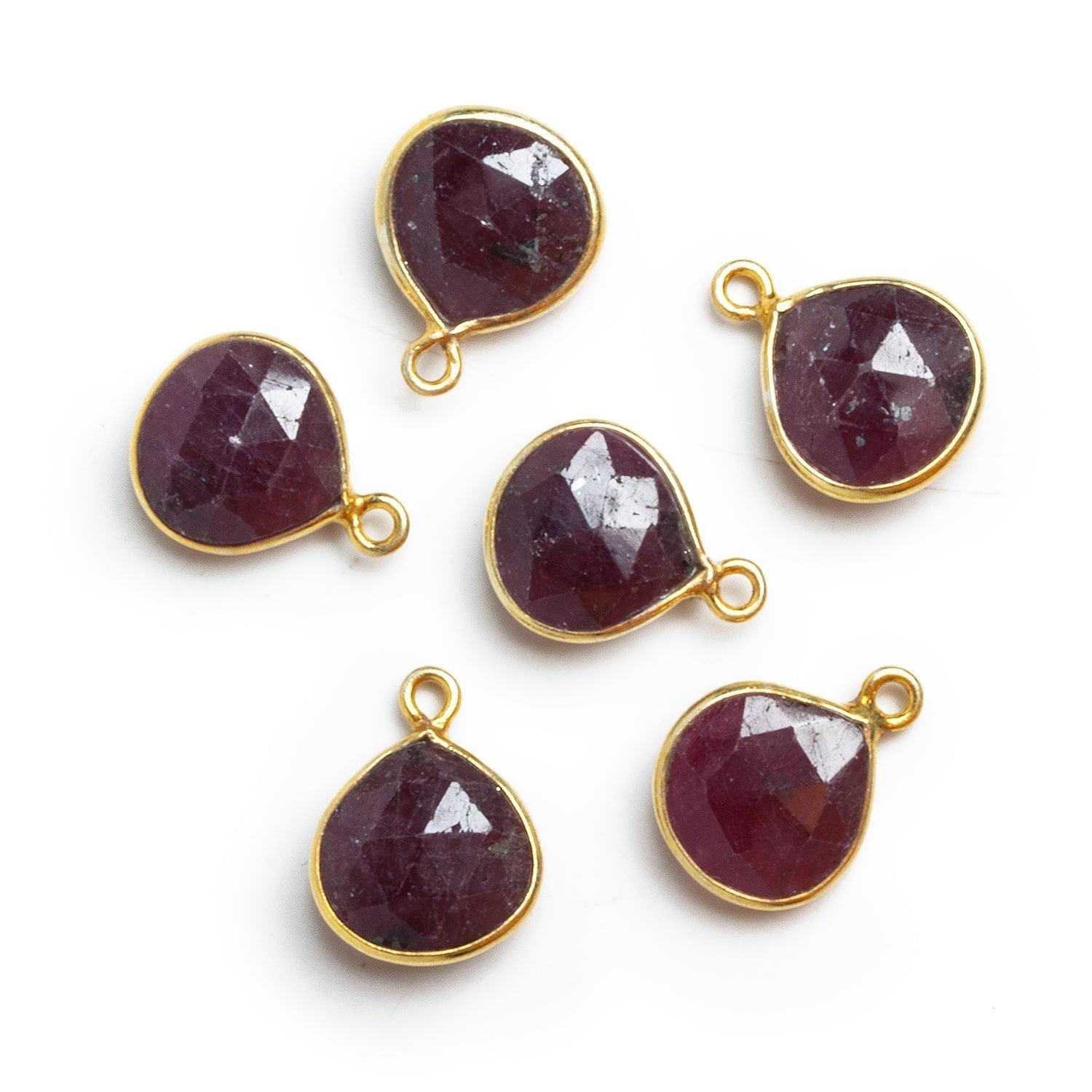 15x11mm Vermeil Bezeled Ruby Heart Pendant 1 Bead - The Bead Traders