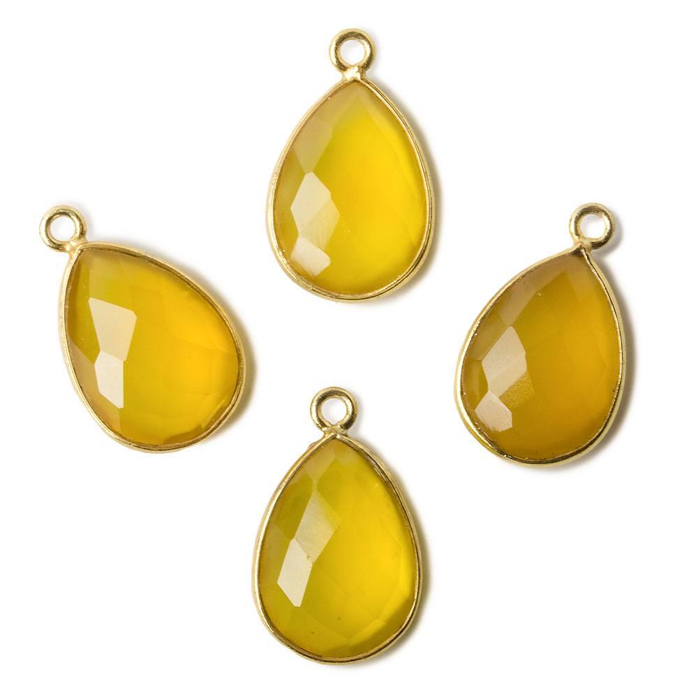 15x11mm Vermeil Butterscotch Yellow Chalcedony faceted pear Pendant 1 piece - The Bead Traders