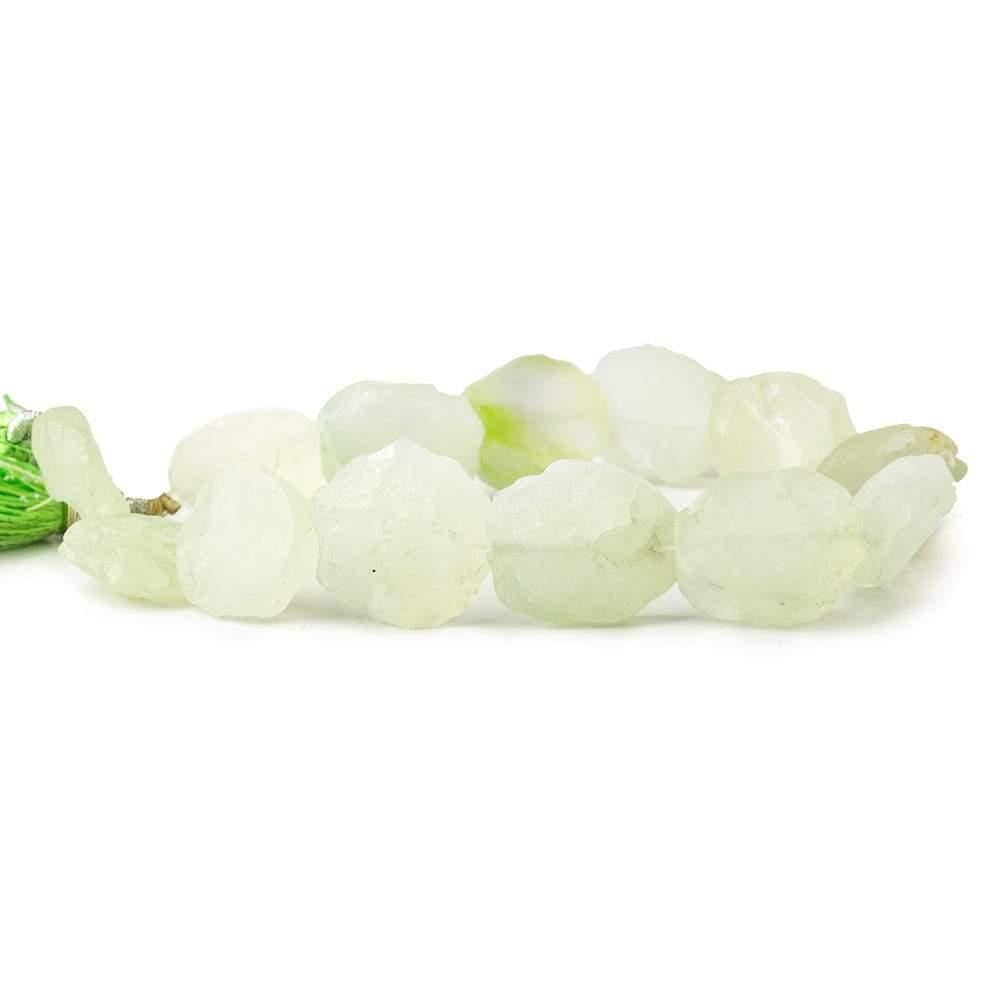 15x12-20x16mm Pale Citrus Green Agate Hammer Faceted Oval Beads 8 inch 13 pieces - The Bead Traders