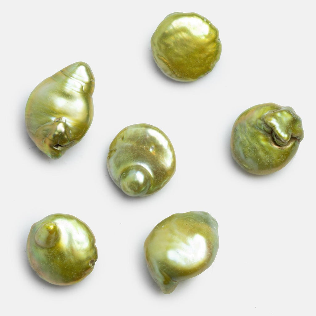 15x13mm Yellow-Green Baroque Pearl Focal 1 Piece - The Bead Traders