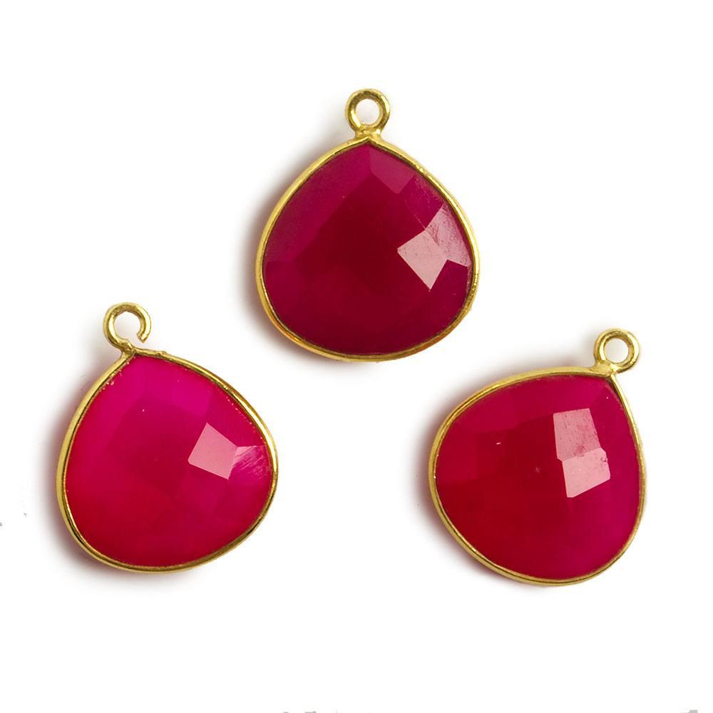15x15mm Vermeil Bezel Berry Pink Chalcedony Heart Pendant 1 piece - The Bead Traders