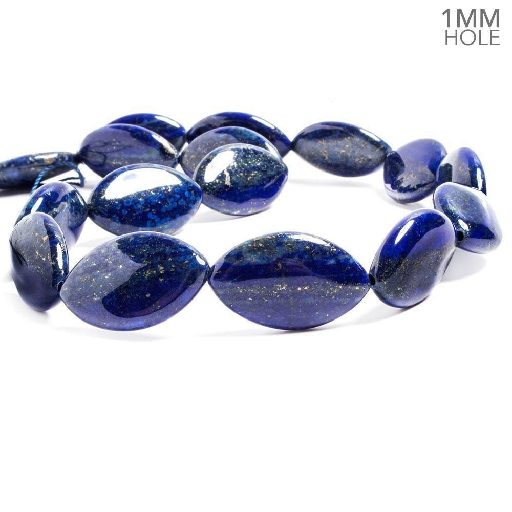 15x25mm Lapis Lazuli plain marquise 15 inch 16 beads - The Bead Traders