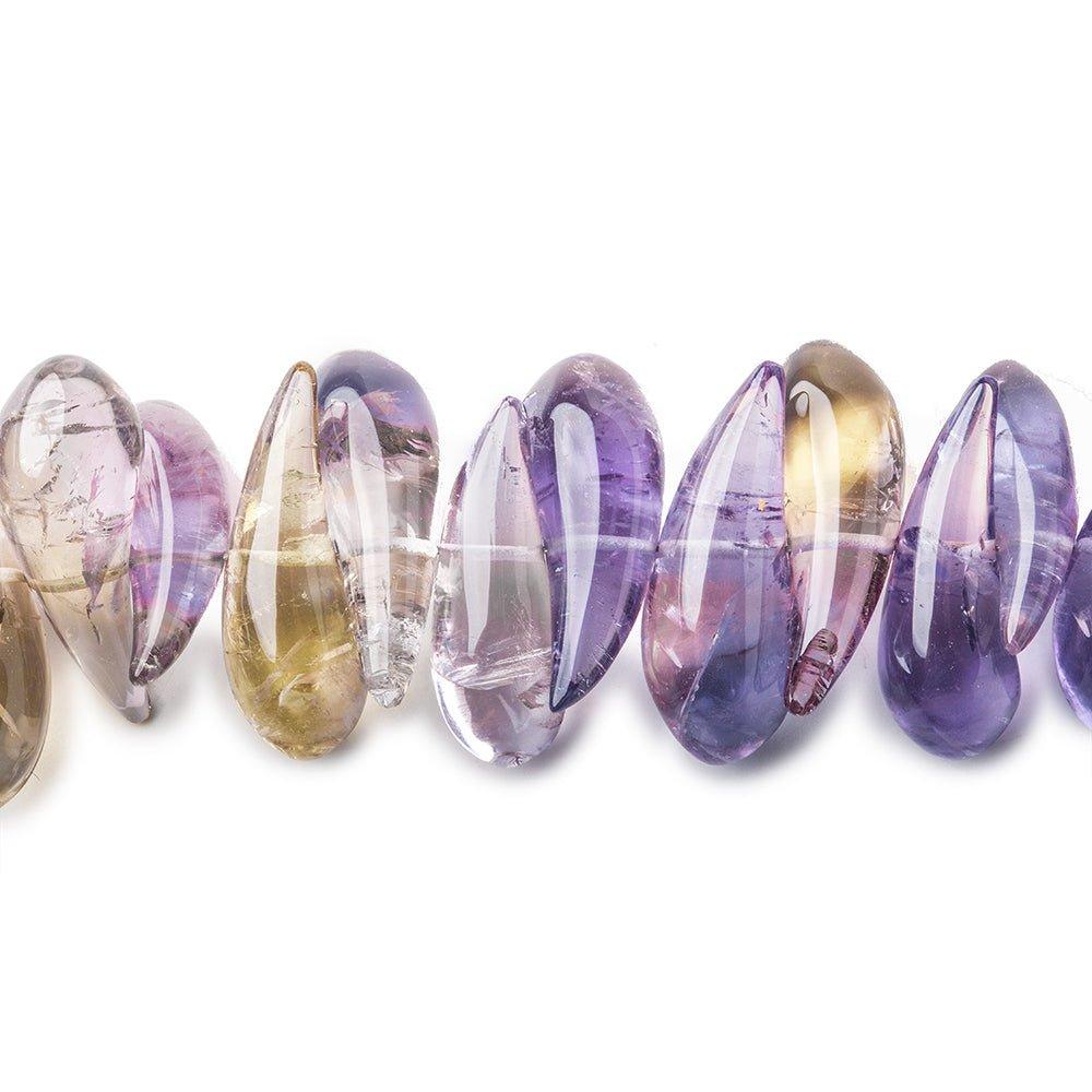 15x6-20x7mm Ametrine curved plain teardrop beads 9 inch 43 pieces - The Bead Traders