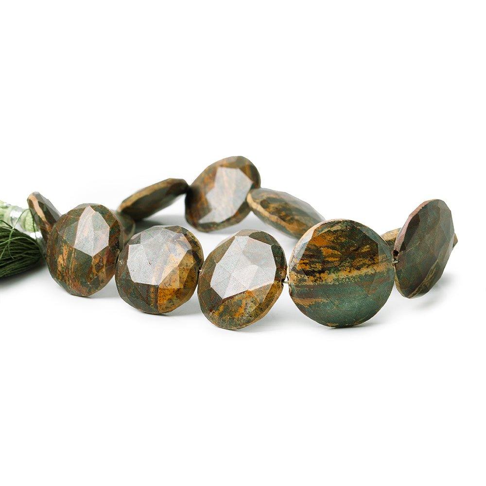 16 - 20mm Tortoise Shell Jasper Side Drilled Faceted Coin Beads 8 inch 10 pieces - The Bead Traders