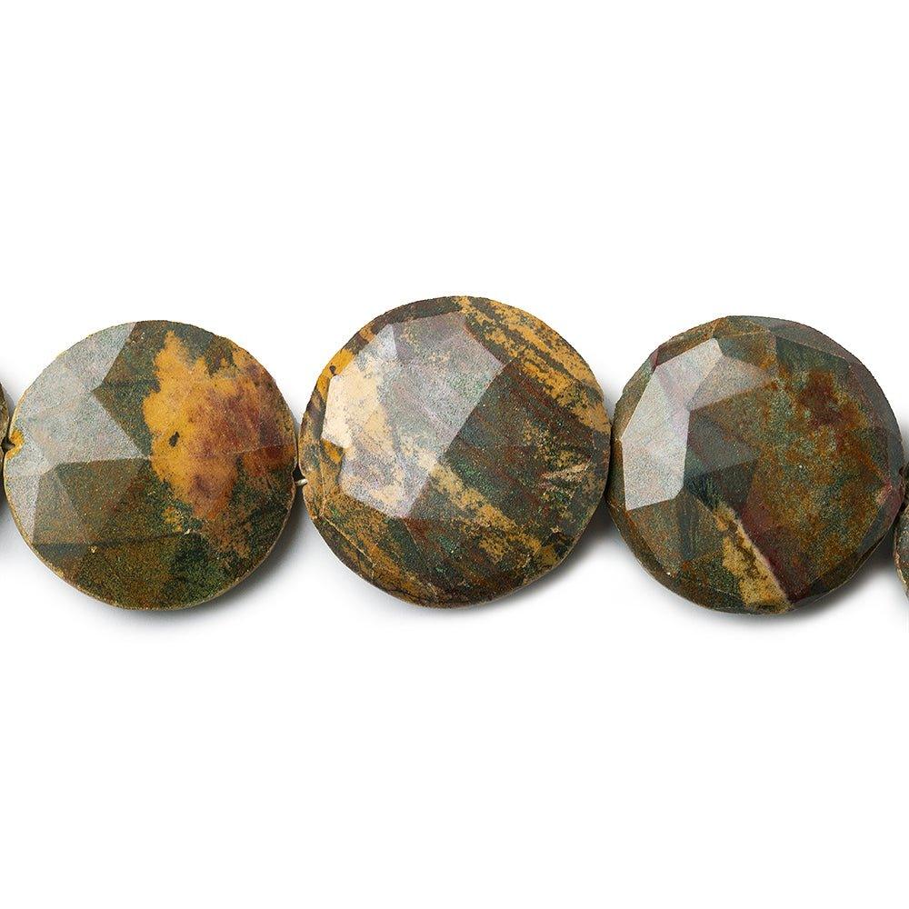 16 - 20mm Tortoise Shell Jasper Side Drilled Faceted Coin Beads 8 inch 10 pieces - The Bead Traders