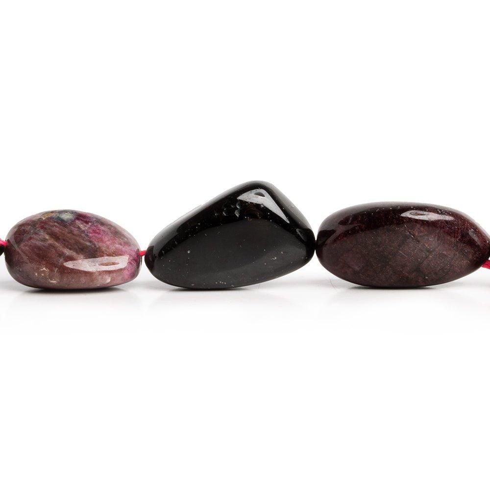 16-21mm Black & Polychromatic Tourmaline tumbled nuggets 16 inch 17 beads - The Bead Traders