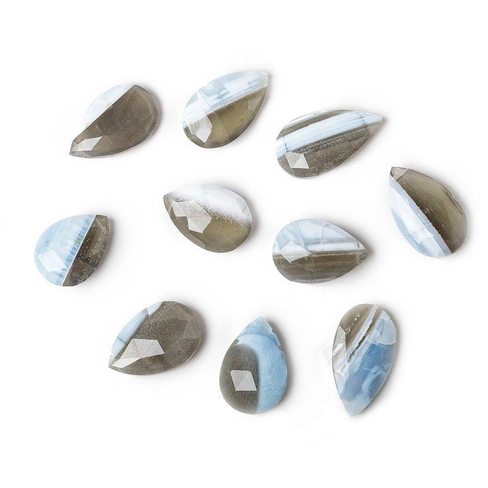 16.5x12-21x13mm Owyhee Blue Opal faceted pears 37 beads - The Bead Traders