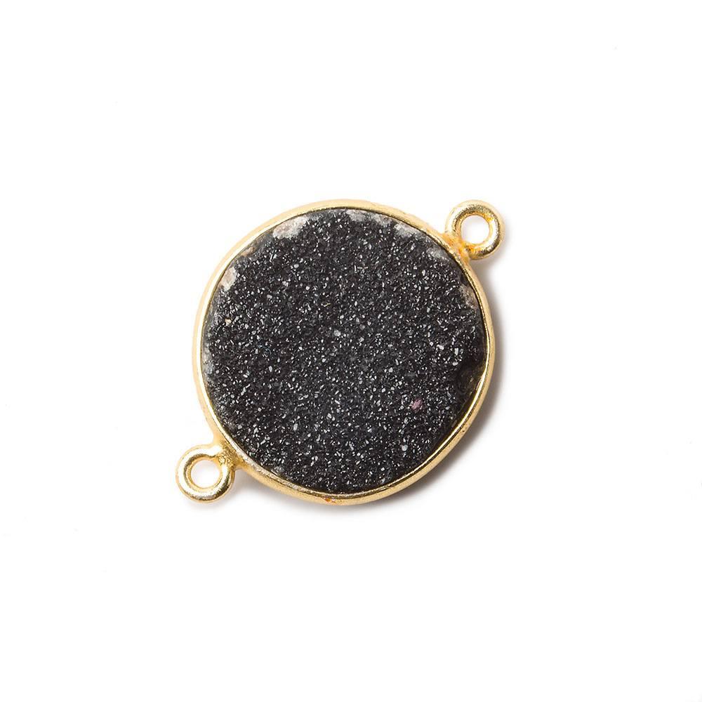 16mm Black Coin Drusy Vermeil Bezel 2 ring Connector 1 piece - The Bead Traders
