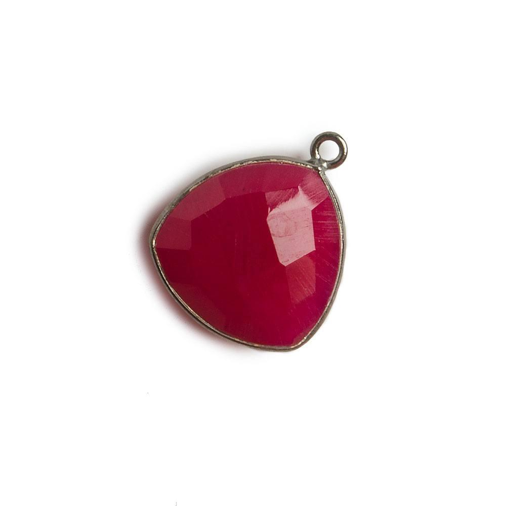 16mm Black Gold Bezel Berry Pink Chalcedony Triangle Pendant 1 piece - The Bead Traders