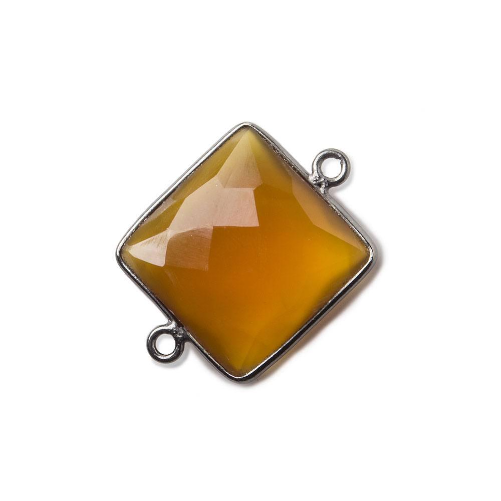 16mm Black Gold plated Silver .925 Butterscotch Yellow Chalcedony faceted square Connector 1 piece - The Bead Traders
