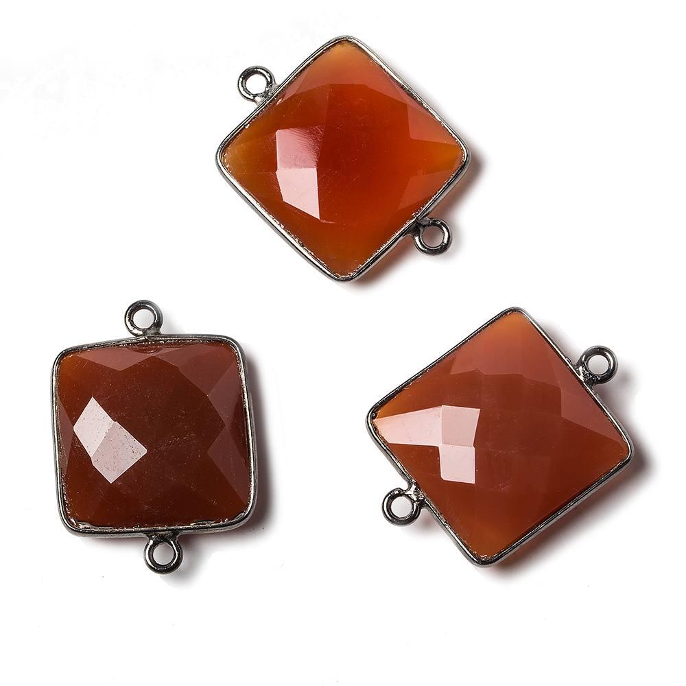 16mm Carnelian Square Oxidized Silver Bezel Pendant 1 ring charm, 1 piece - The Bead Traders
