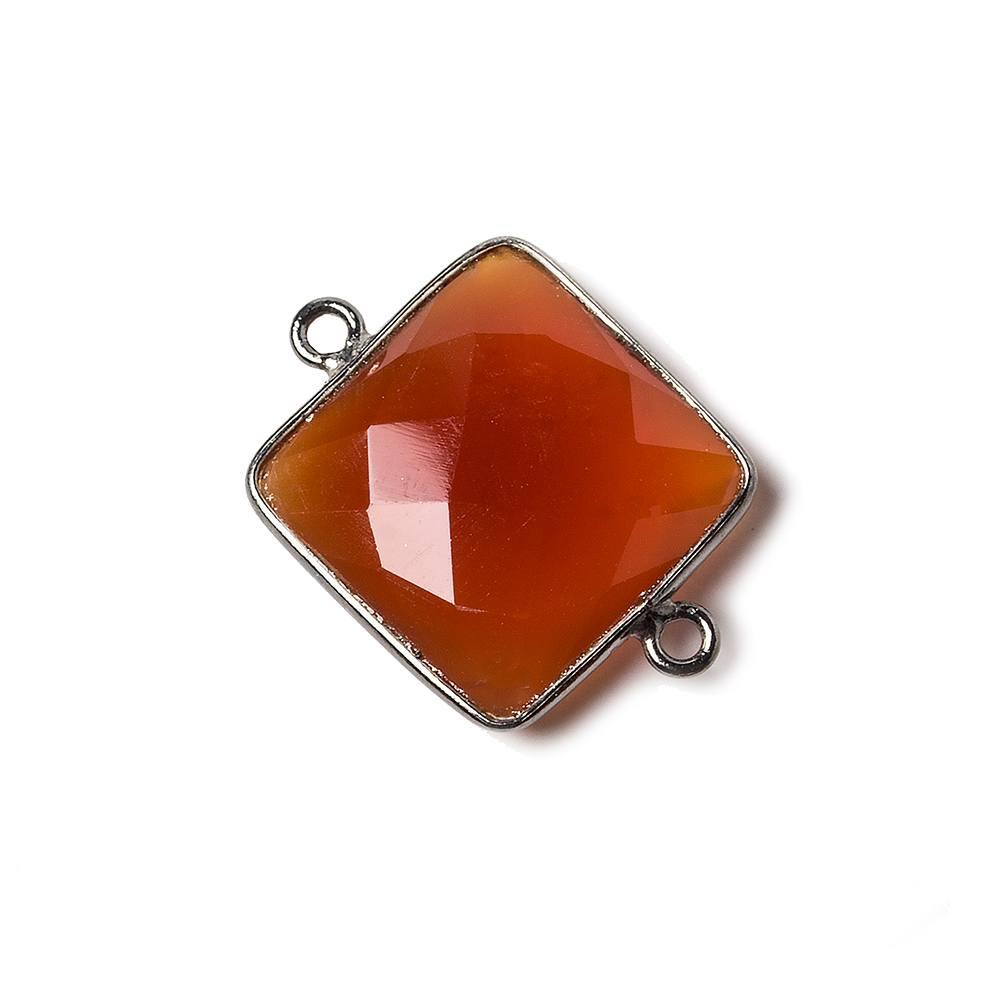 16mm Carnelian Square Oxidized Silver Bezel Pendant 1 ring charm, 1 piece - The Bead Traders