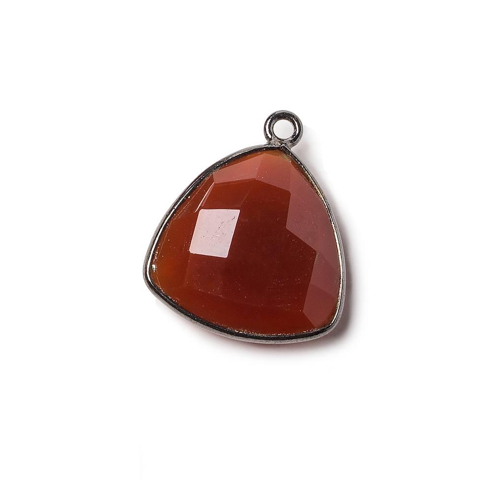 16mm Carnelian Triangle Oxidized Silver Bezel Pendant 1 ring charm, 1 piece - The Bead Traders