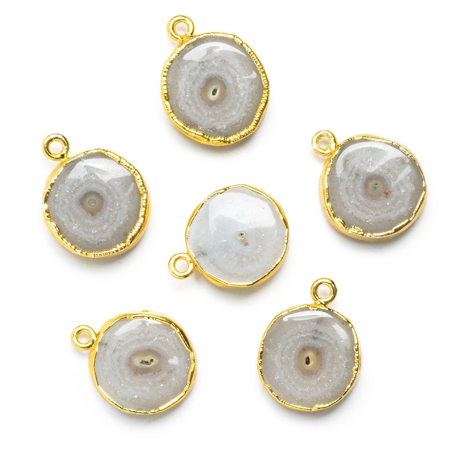 16mm Gold Leafed Solar Quartz Coin Pendant 1 piece - The Bead Traders