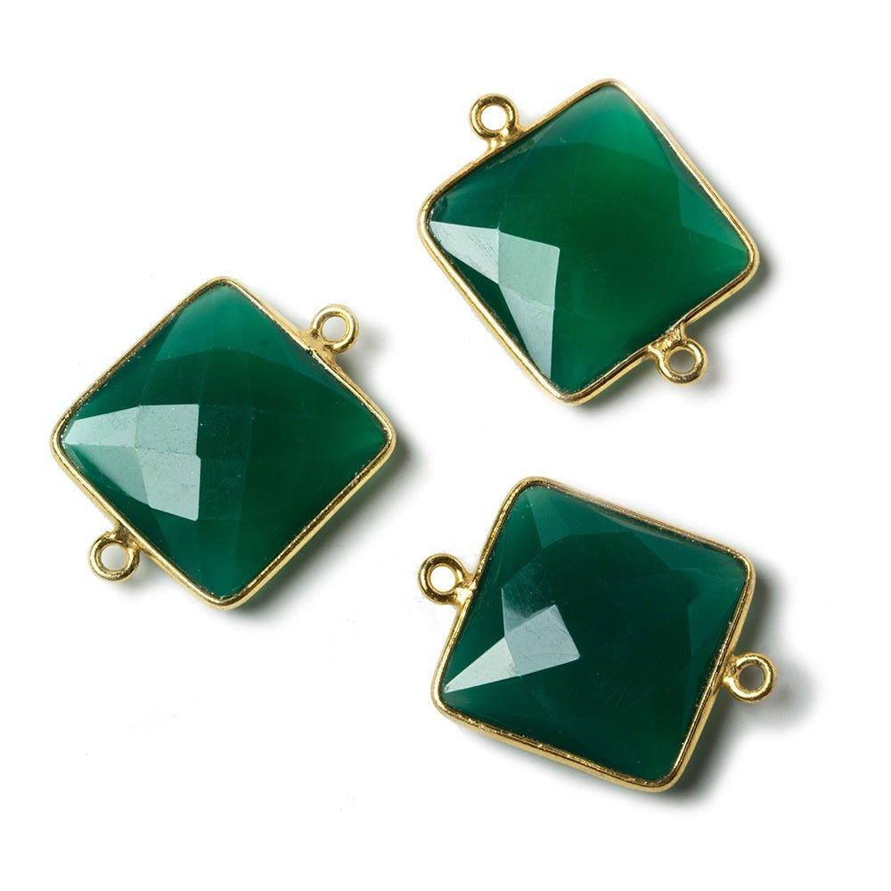 16mm Green Chalcedony Square Vermeil Bezel Pendant 1 ring charm, 1 piece - The Bead Traders