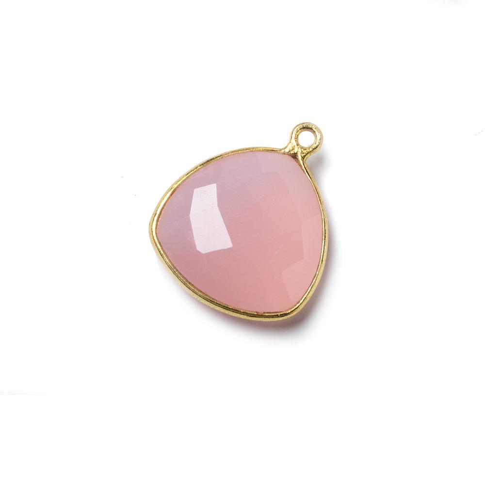 16mm Petal Pink Chalcedony Triangle Vermeil Bezel Pendant 1 ring charm, 1 piece - The Bead Traders