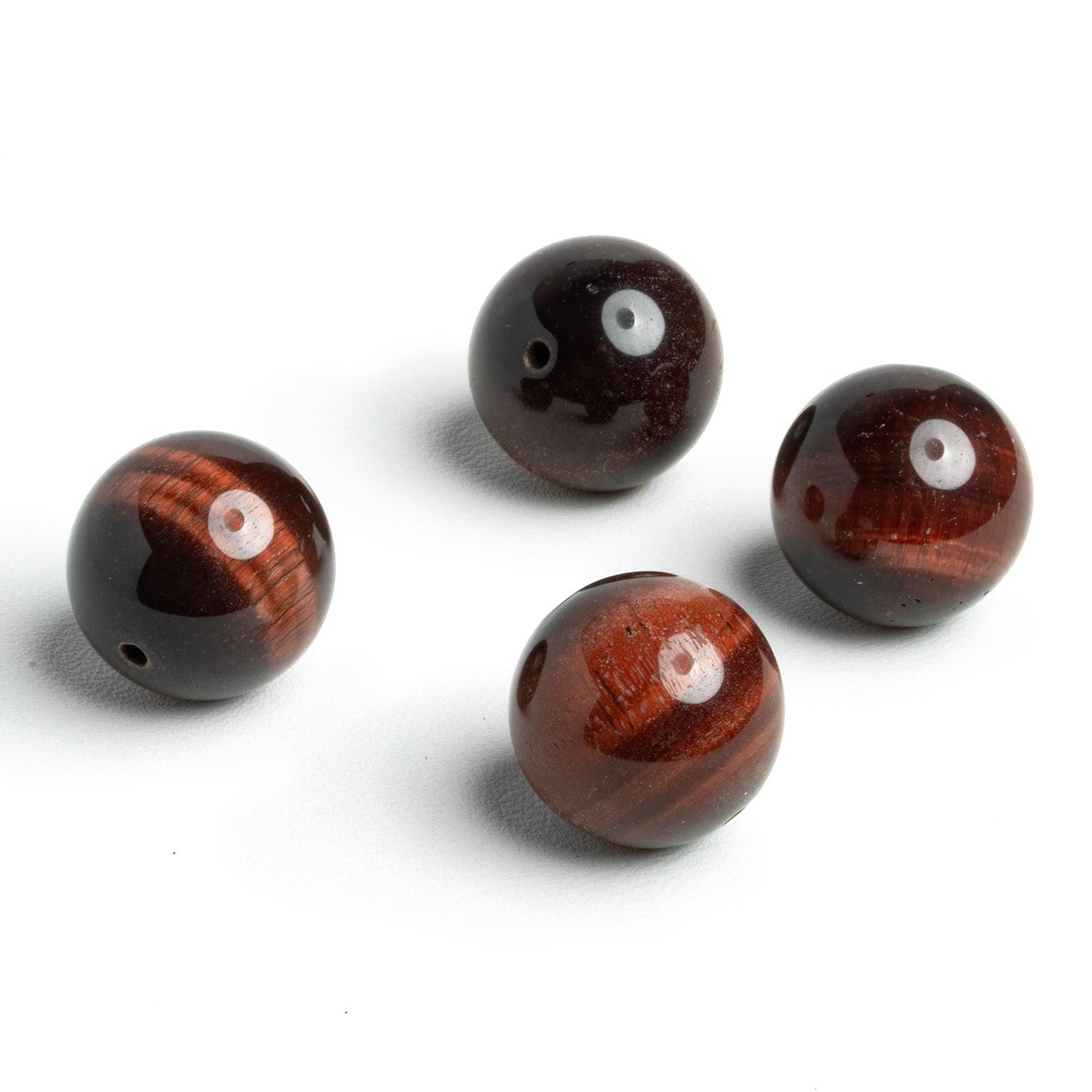 16mm Red Tigers Eye Plain Round Focal Beads 4 pieces - The Bead Traders