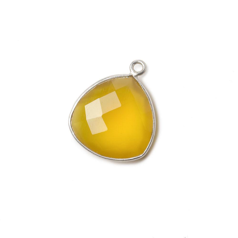 16mm Silver .925 Bezel Honey Yellow Chalcedony faceted triangle Pendant 1 piece - The Bead Traders